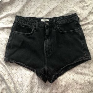 Washed out black jean shorts